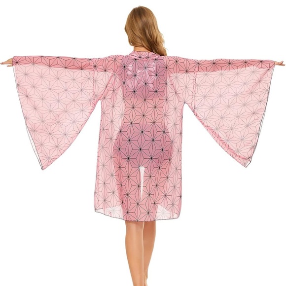 Nezuko Bikini Swimsuit Kimono Cardigan Cover Up - Picture 2 of 4